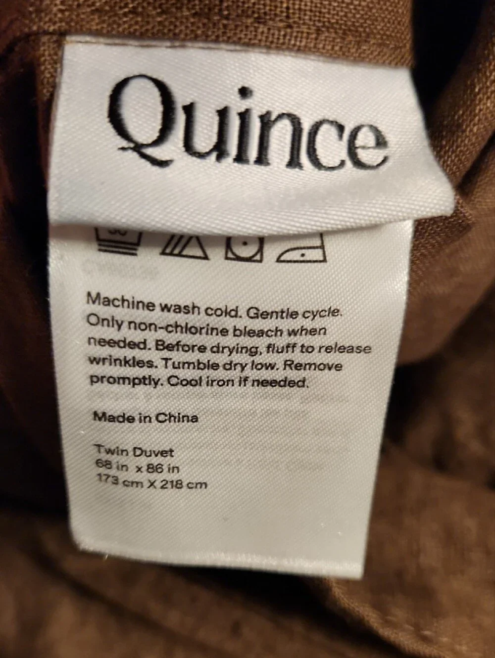 Quince Twin European Linen Duvet Cover In Espresso - Like New
